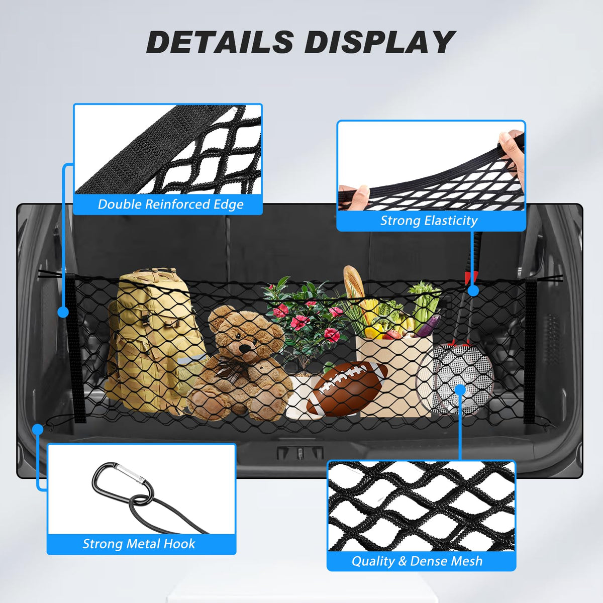 Karltys installed cargo net in Explorer rear keeping items from shifting