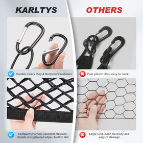 Karltys installed net side angle showing tailored fit in Ram 1500 bed