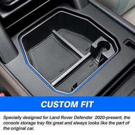 Karltys organizer installed in Defender armrest to improve daily access