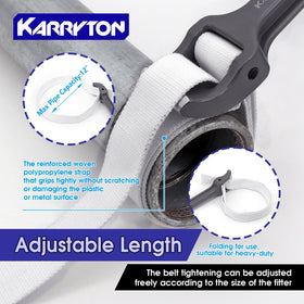 KARRYTON wrench in use loosening an oil filter for safe removal