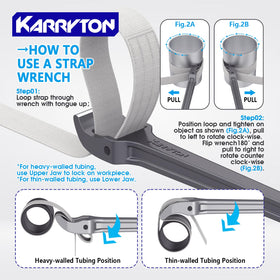 KARRYTON strap wrapped on polished pipe protecting finish and grip