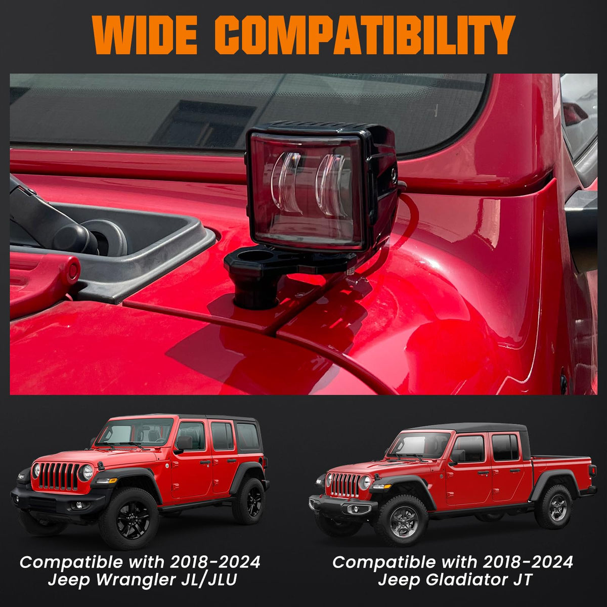 KARSAM installed on Wrangler front cowl demonstrating bolt-on ease
