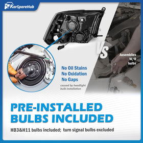KarSpareHub included H11 and HB3 9005 bulbs displayed for immediate use