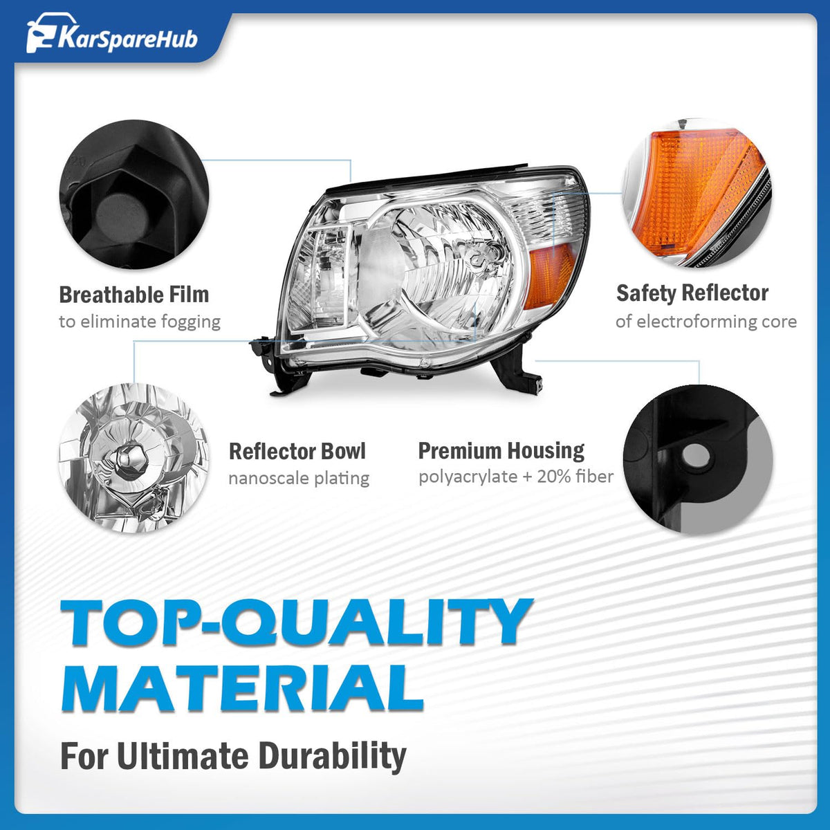 KarSpareHub headlight installed on Tacoma demonstrating factory-like fit benefit