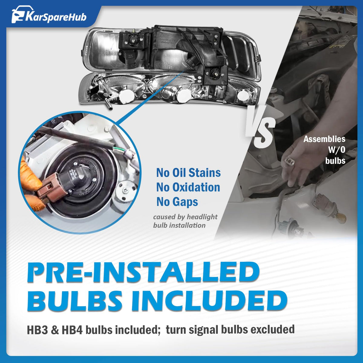 KarSpareHub headlights installed on Silverado giving improved restored look