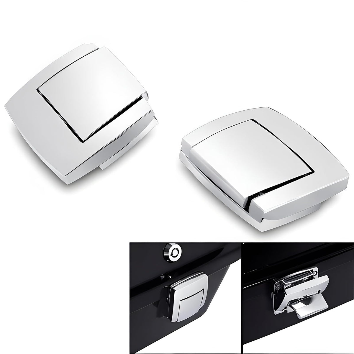 KASIMT latch close-up detail showing chrome finish and durable construction benefit