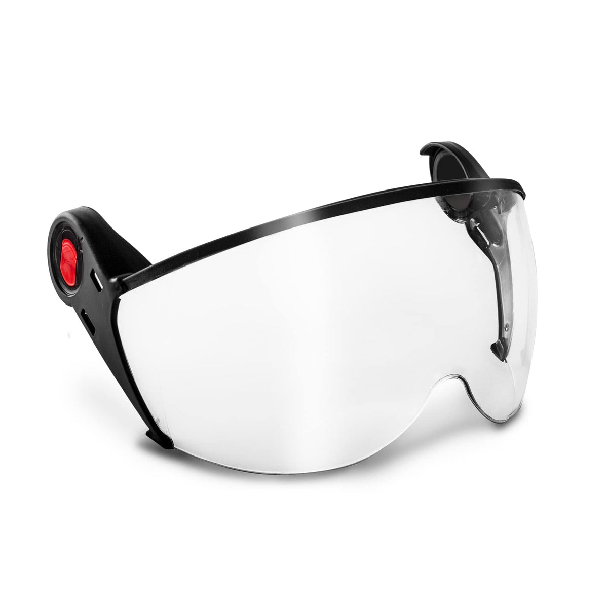 KASK visor front view showing clear polycarbonate and benefit of unobstructed vision