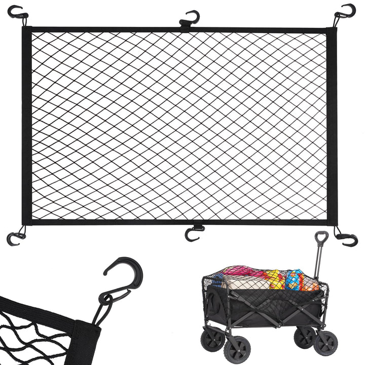 Kaskawise front view of cargo net on wagon showing secure containment benefit