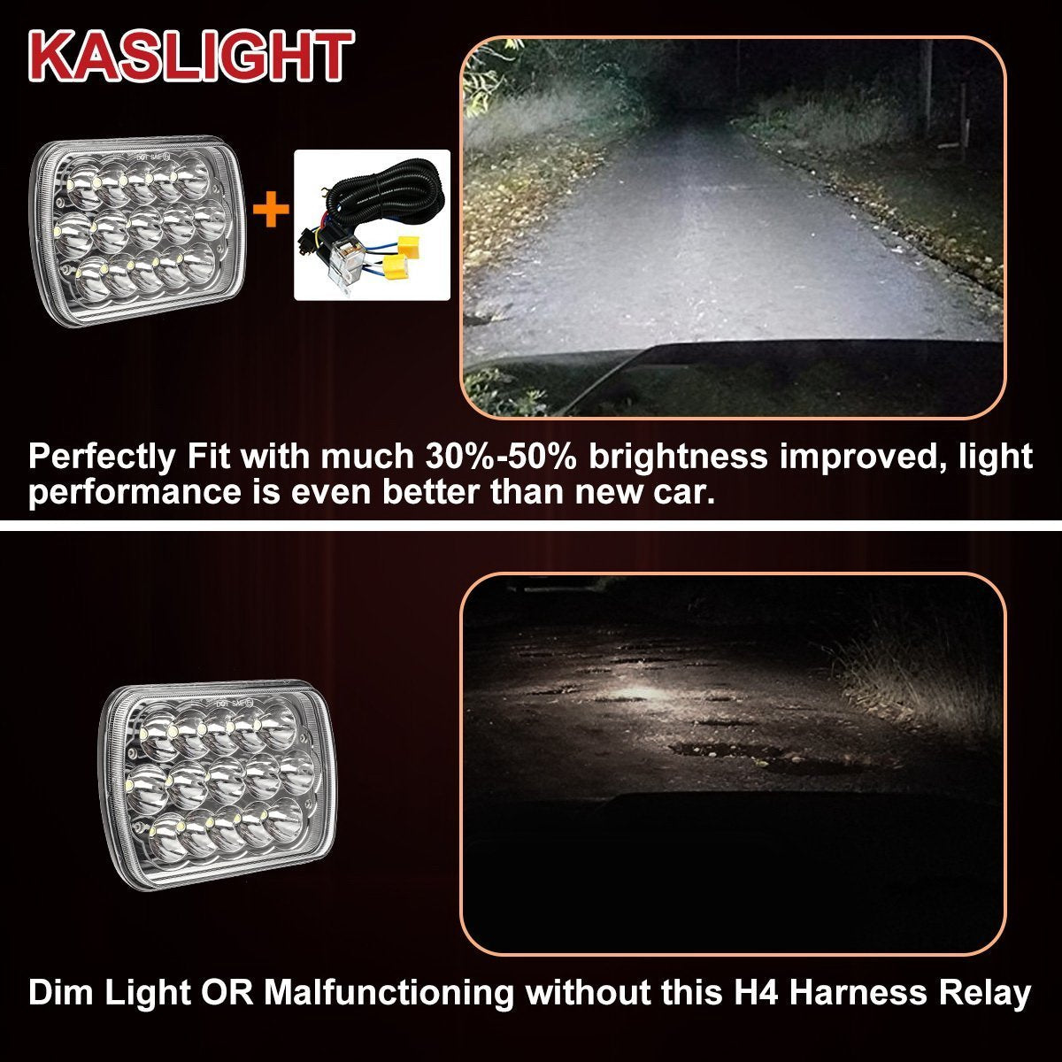 KASLIGHT close-up relay connector highlighting fused protection and reliability