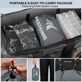 KastKing MOLLE-style storage packed and organized for travel convenience