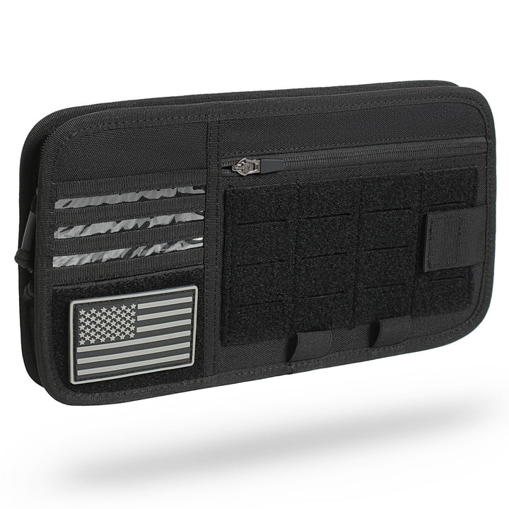 Katadem front view showing pouch pockets and secure storage benefit