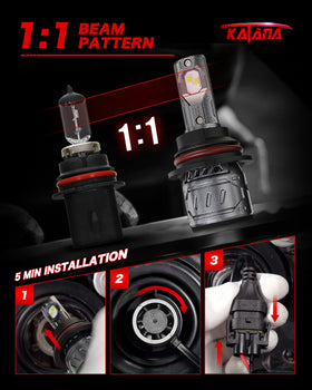 Katana 9007 installed in fog housing improving road edge visibility