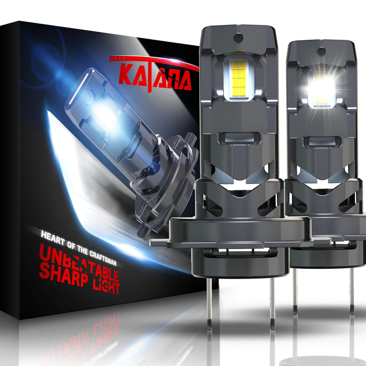Katana H7 bulbs front pair showing plug-and-play fit and instant upgrade benefits