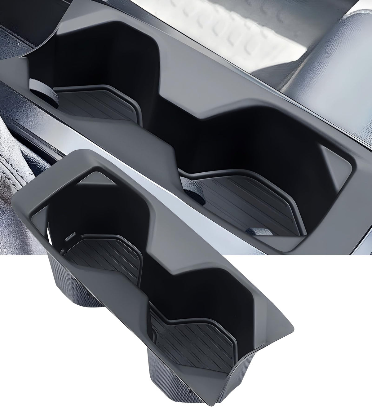 KATORN cup holder insert front view showing perfect fit and cabin protection