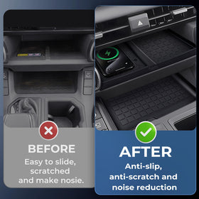 Katorn console mat installed in 2026 RAV4 showing anti-slip benefit