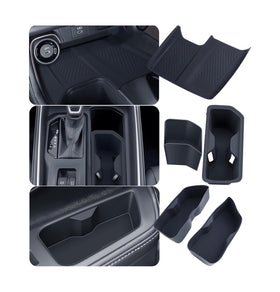 KATORN front cup holder insert installed, prevents spills and protects console