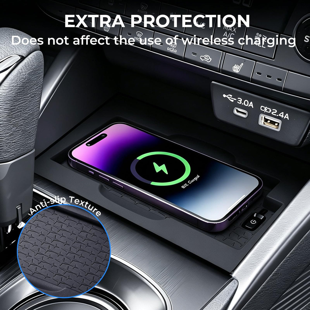 Katorn in use with phone stabilized during driving for secure charging