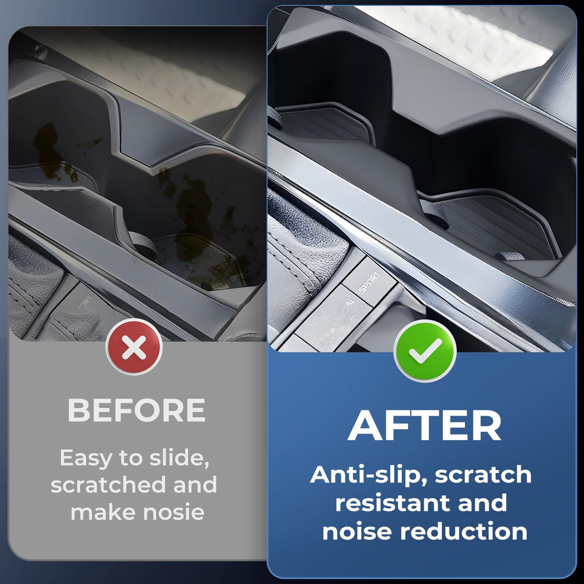 KATORN insert installed in Camry console demonstrating tool-free placement