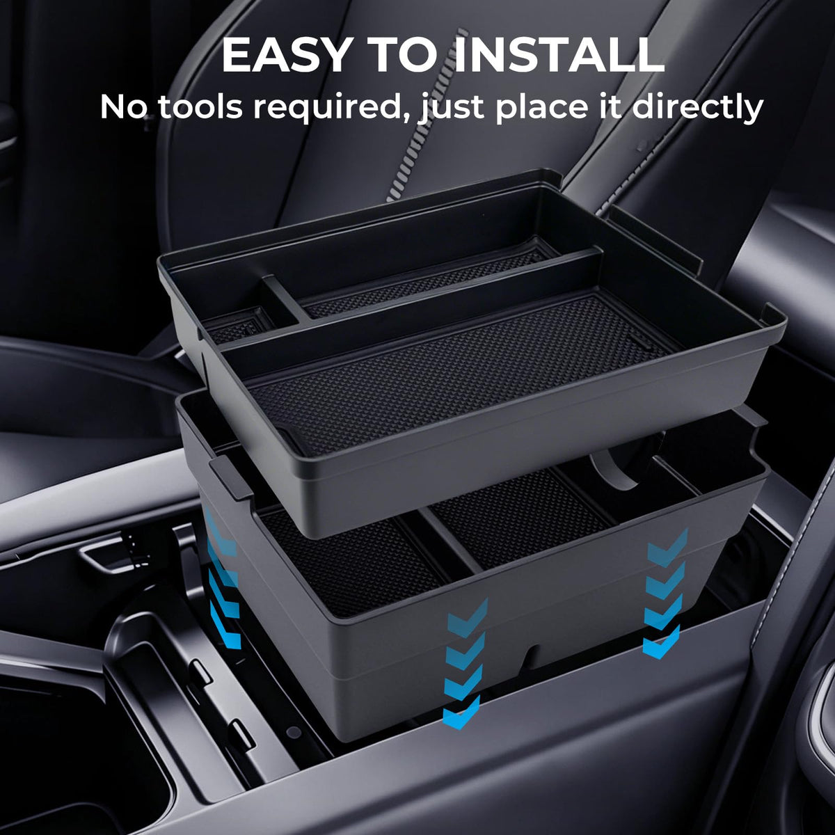 Katorn lower compartment storing chargers and coins for organized space