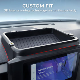 Katorn side profile fit behind 8-inch screen demonstrating precise contour