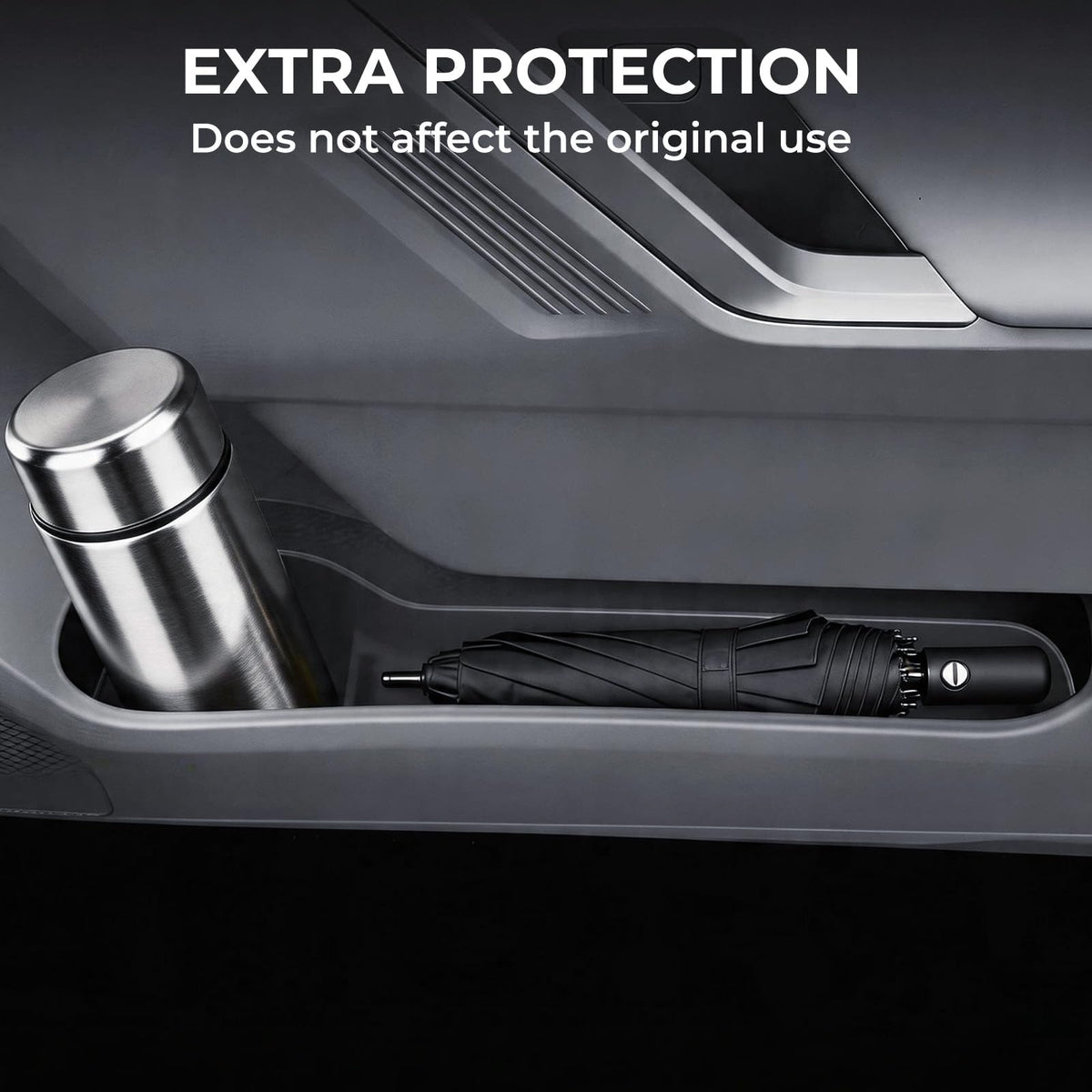 Katorn side profile demonstrating snug, factory-like fit in RAV4 door pocket