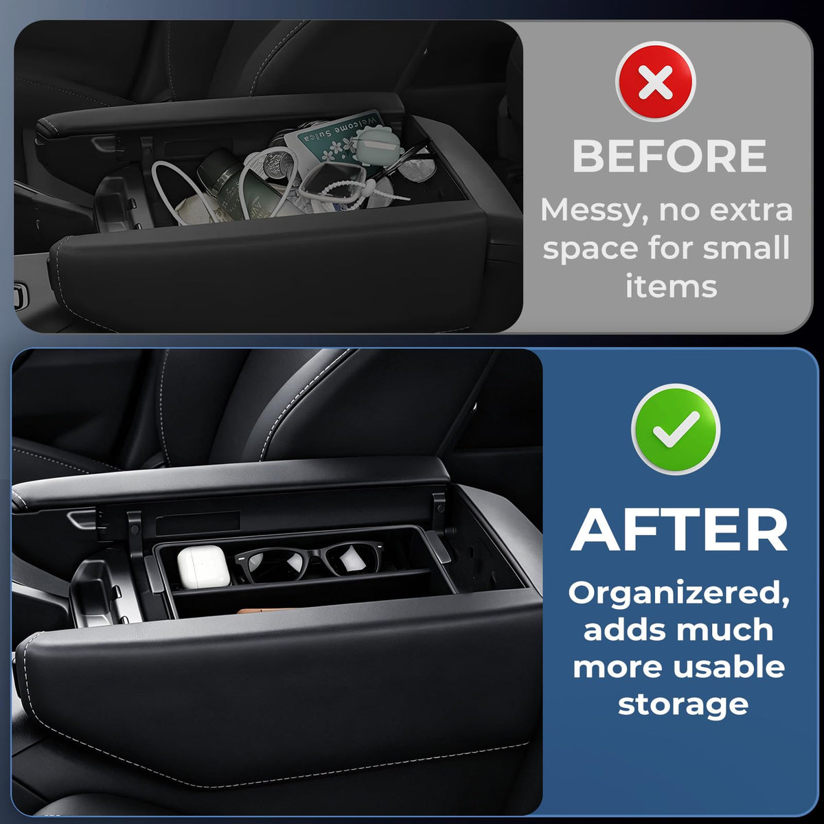 Katorn side profile showing precise fit inside Lexus TX console for stability