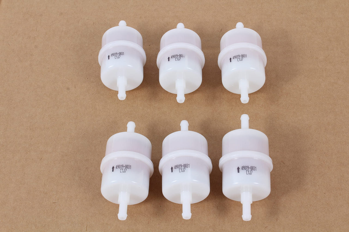 Close-up of Kawasaki fuel filter media and 10-micron rating detail showing durable construction benefits