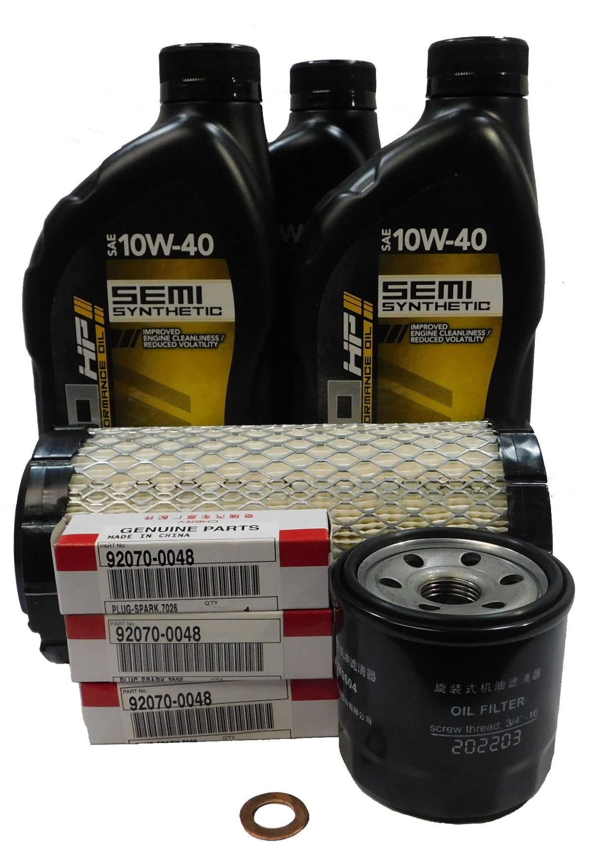 Kawasaki full service kit front view showing contents for efficient maintenance