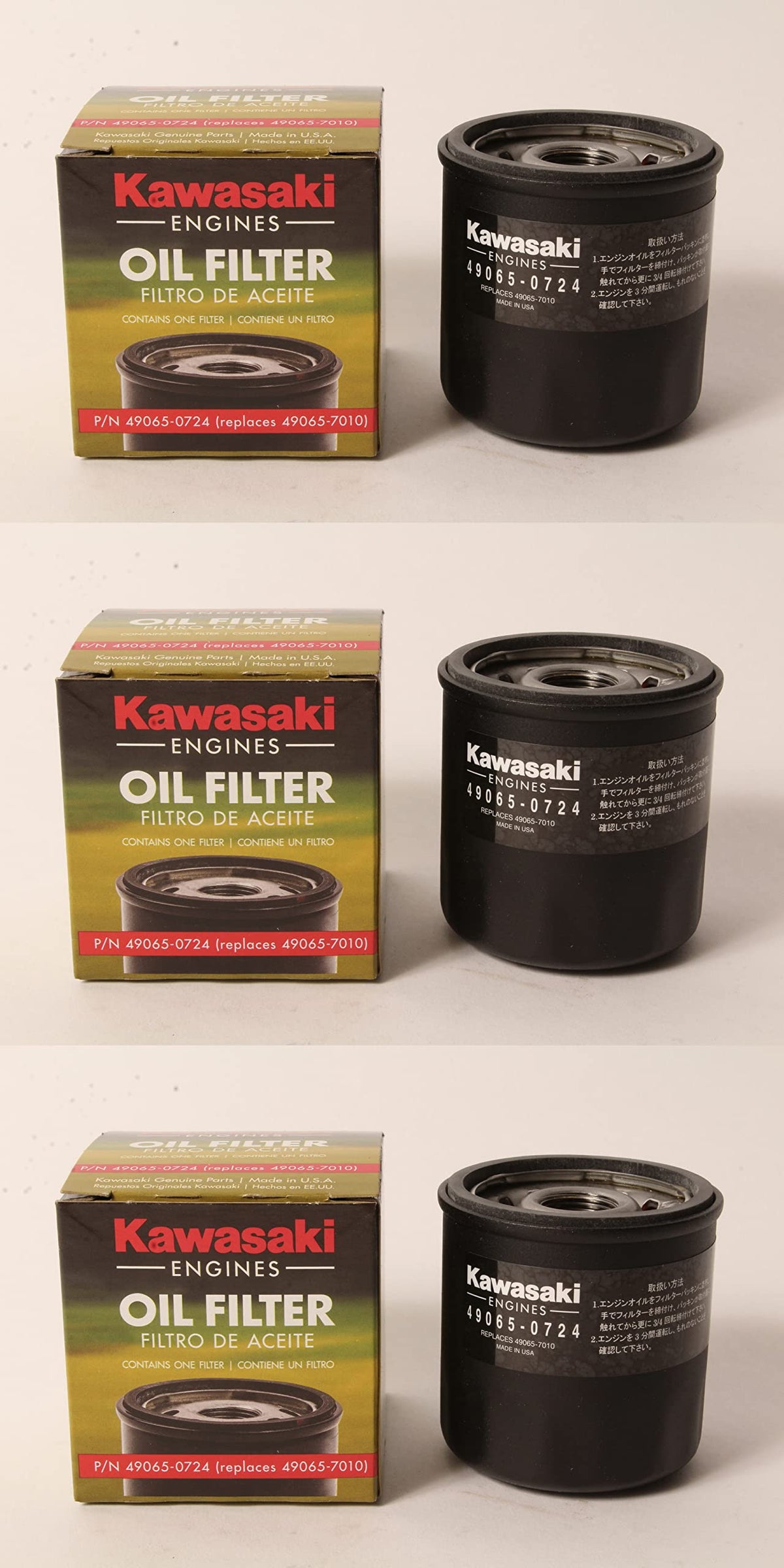 Kawasaki oil filter close-up of gasket and threads ensuring reliable seal and fit