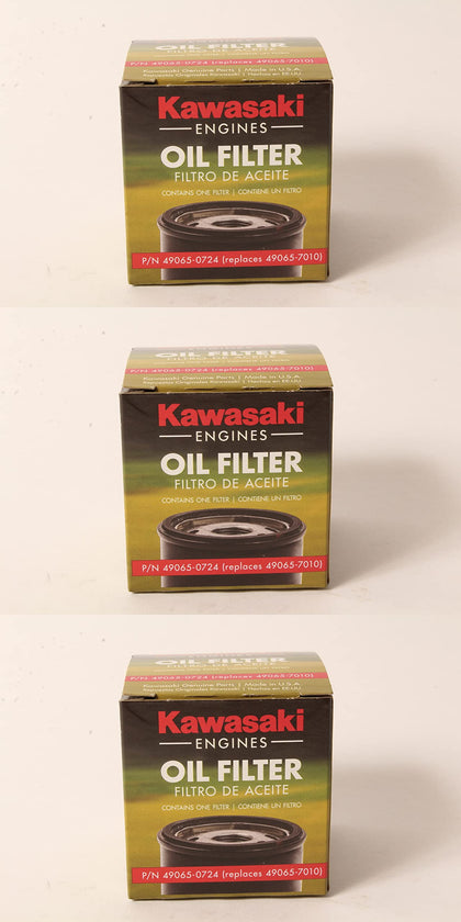 Kawasaki oil filter front packaging showing genuine part and clear labeling for authenticity