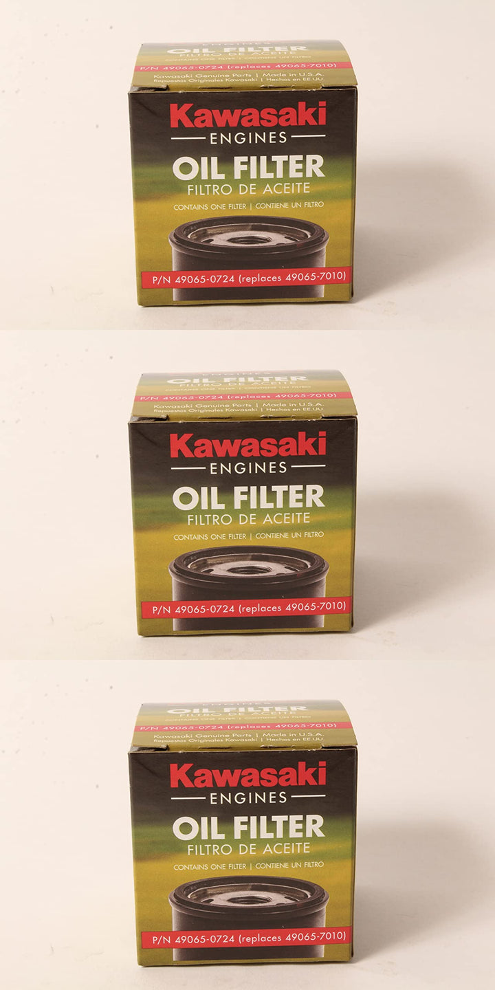 Kawasaki oil filter front packaging showing genuine part and clear labeling for authenticity