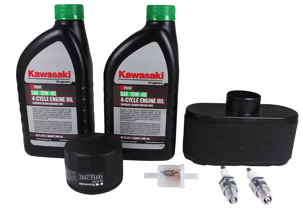 Close-up of Kawasaki oil filter with brand marking, highlighting efficient filtration and correct fit