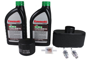 Close-up of Kawasaki oil filter with brand marking, highlighting efficient filtration and correct fit