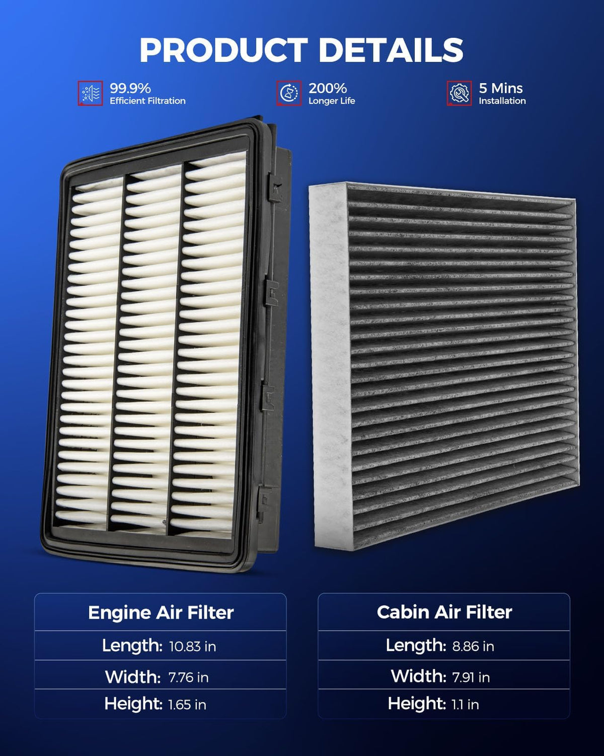 KAX cabin filter with charcoal layer visibly reducing odors