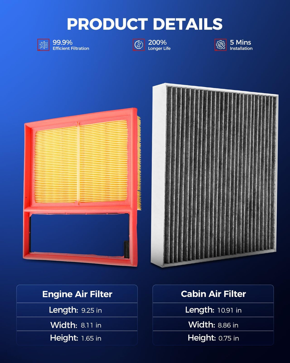 KAX cabin filter close-up showing coconut shell charcoal layer to reduce odors