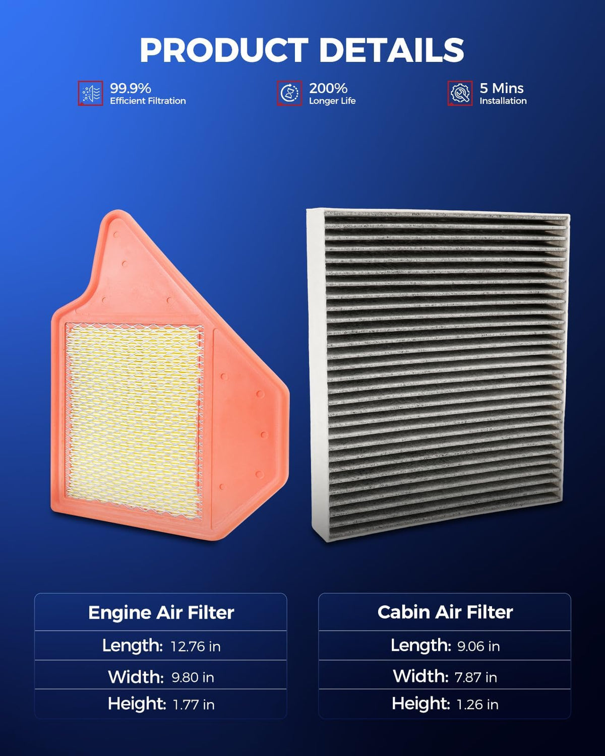 KAX cabin air filter front view with charcoal layer for better in-car odor control