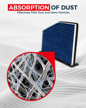 KAX CF10373 close-up of clean pleated filter media highlighting improved airflow benefit