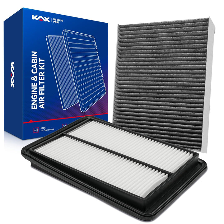KAX engine and cabin filter kit front packaging showing set benefit of convenience