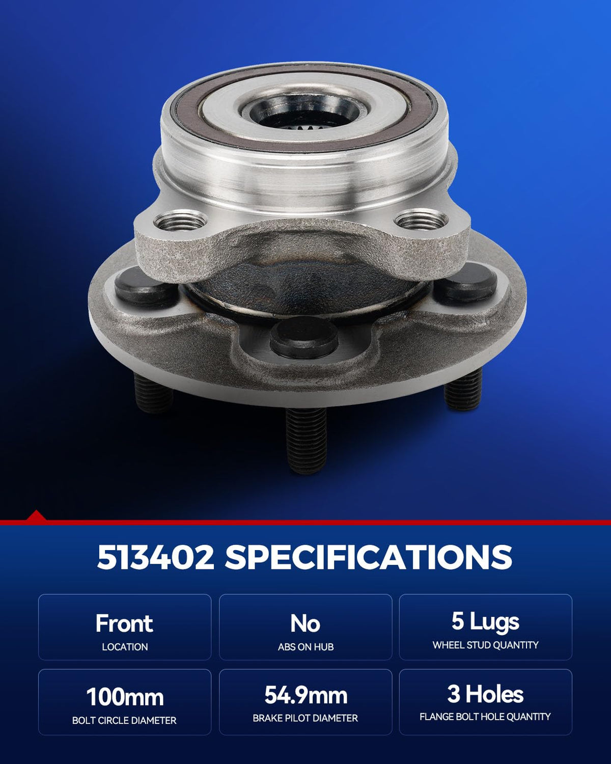 KAX assembly top view with five wheel studs for secure wheel mounting