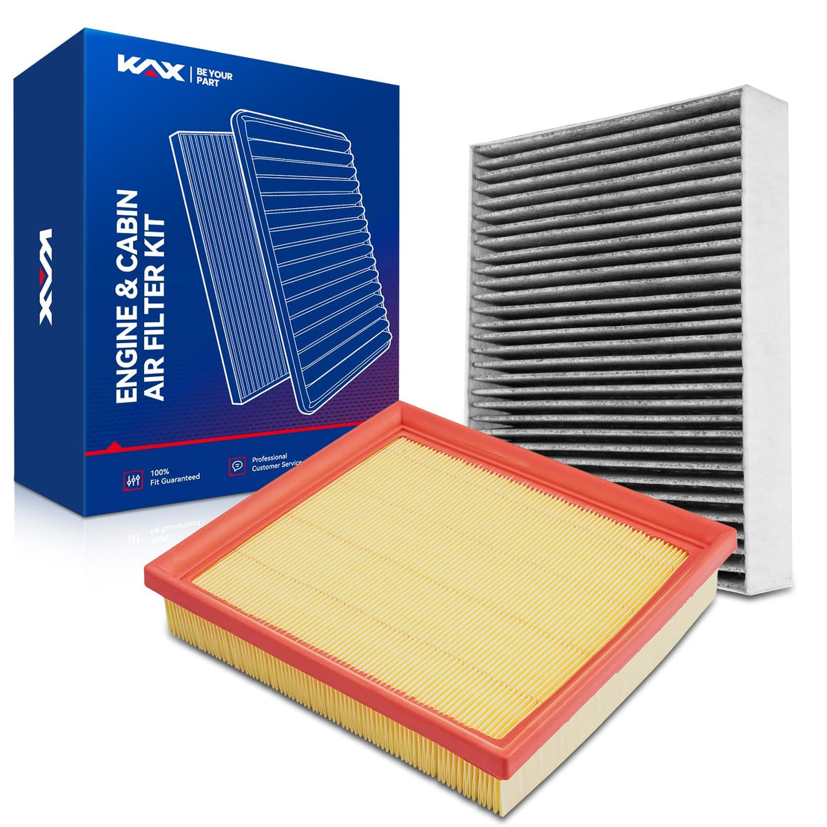 KAX front packaging showing both BMW engine and cabin filters for quick selection