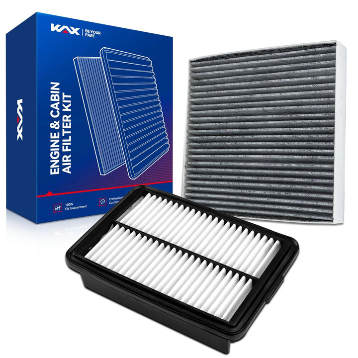 KAX front packaging showing both engine and cabin filters and quick-install benefit