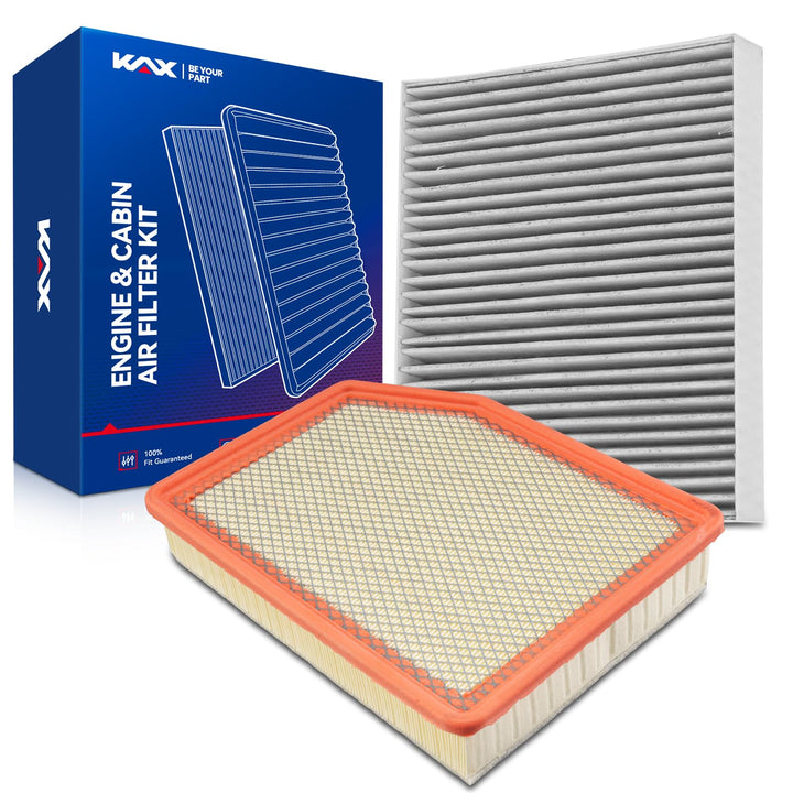 KAX kit front packaging showing both engine and cabin filters and clear fitment list for convenience