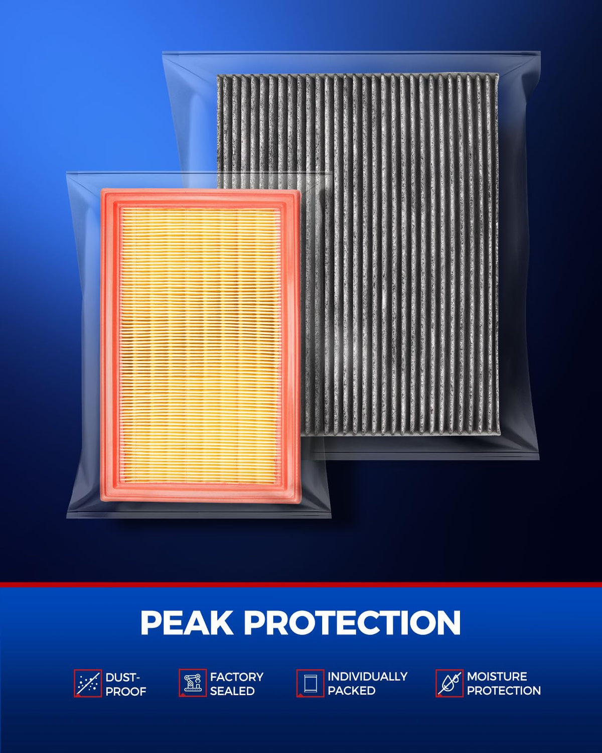 KAX filter frame label and part numbers for correct vehicle matching