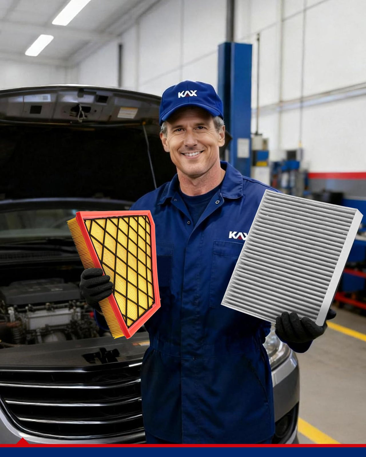 KAX cabin air filter improving in-car comfort in a lifestyle interior scene