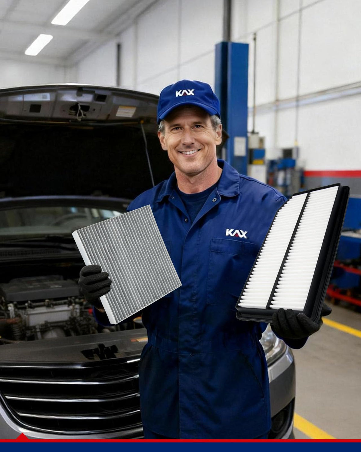 KAX-installed filters in Ridgeline cabin and road scene showing improved air comfort benefit