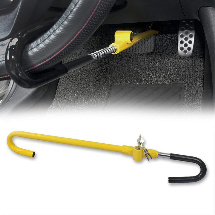 KAYCENTOP front view of lock on steering wheel showing high visibility deterrent