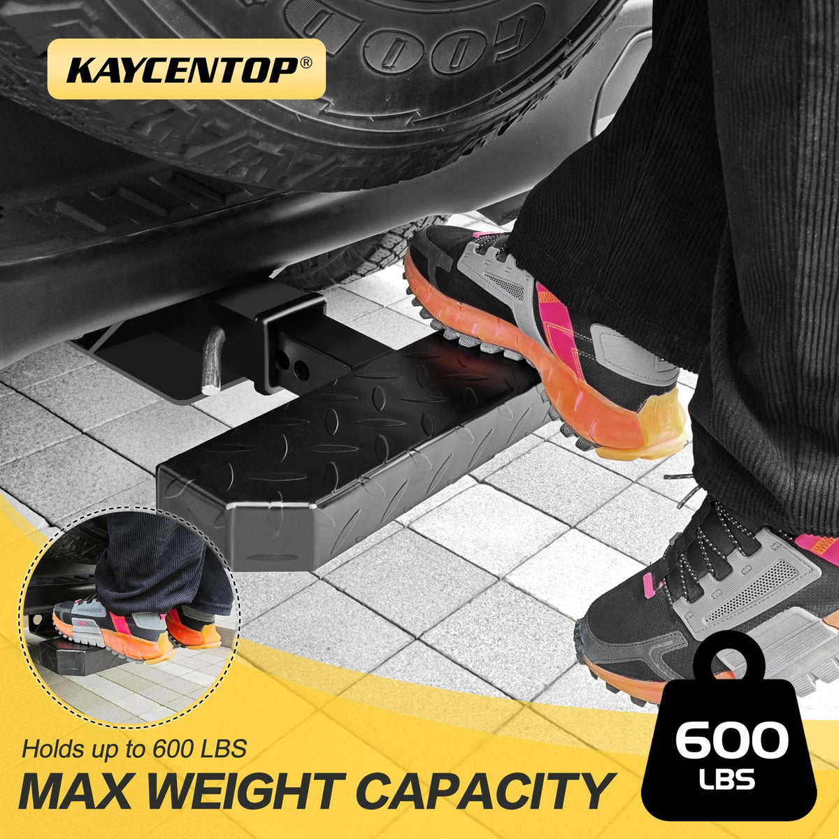 KAYCENTOP hitch step installed on SUV providing easier rear access