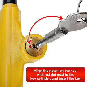 KAYCENTOP installed inside car linking steering wheel to brake pedal for immobilization