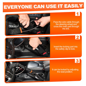 KAYCENTOP installed on steering wheel demonstrating theft prevention