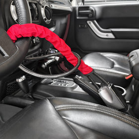 KAYCENTOP visible red cable through car window showing deterrent effect for parked cars